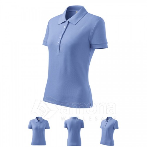 Polo marškinėliai MALFINI Cotton Sky Blue, moteriški