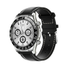 Vyriškas išmanusis laikrodis THOMS E18 Pro juodos sidabrinės spalvos, juoda odine rankena