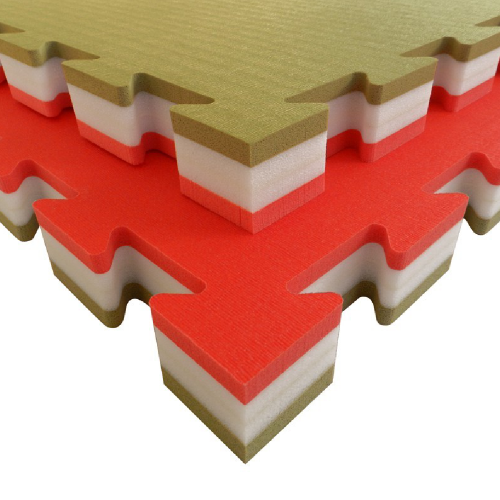 Grindų Danga Tatami J40L-50 Raudona Balta Šalavija 50x50x4,0 Tankis 80/30 kg/m³