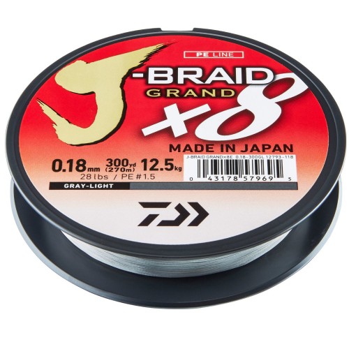 Valas Daiwa J-Braid Grand X8 Light Grey 135m 006mm