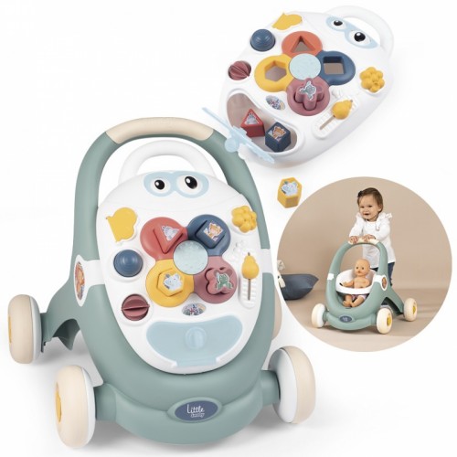 Interaktyvus vežimėlis su stūmikliu SMOBY Little Walker 3in1