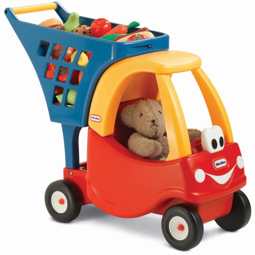 Vaikiškas pirkinių vežimėlis su automobilio formos sėdyne Little Tikes Cozy Coupe