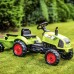 Žalias pedalinis traktorius vaikams su garsiniu signalu ir priekaba – 2–5 metų vaikams FALK CLAAS