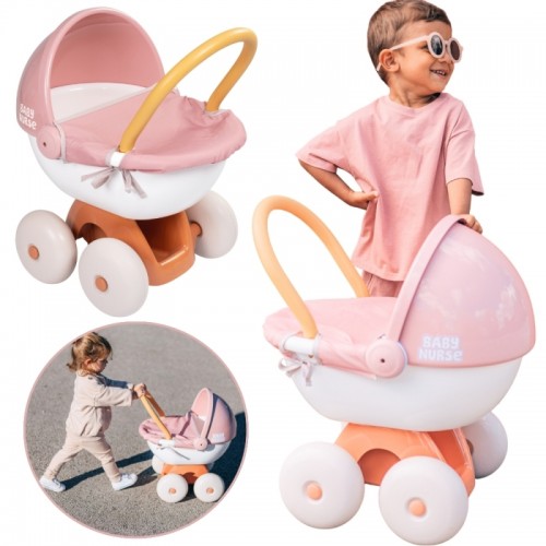 Vežimėlis su plastikiniu stogeliu SMOBY Baby Nurse Deep