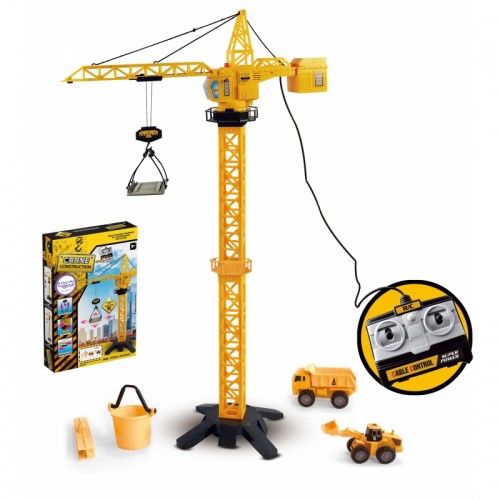 Nuotolinio valdymo kranas 103 cm Nuotolinio valdymo sunkvežimis-ekskavatorius + 4 priedai. WOOPIE