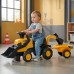 Paspiriamas traktorius vaikams su priekaba, grėbliu ir kastuvu – tylūs ratai, 1–3 metų vaikams FALK JCB