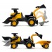 Paspiriamas traktorius vaikams su priekaba, grėbliu ir kastuvu – tylūs ratai, 1–3 metų vaikams FALK JCB