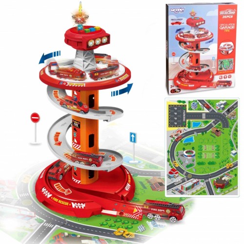 Spiralinių takelių garažas automobiliams, 3 vnt. WOOPIE