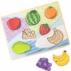 Medinė dėlionė Montessori 2-in-1 dėlionės vaisių figūrėlės VIGA