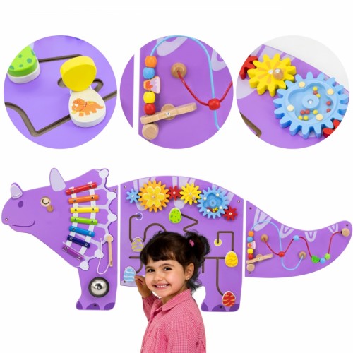 Medinė sensorinė-manipuliacinė lenta EDU Triceratops VIGA