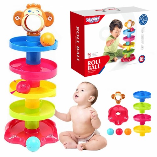 Kamuoliukų takelio spiralės rinkinys + 3 kamuoliukai WOOPIE BABY