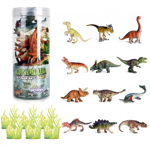 Dinozaurų figūrėlių rinkinys, 18 dalių - 2 versija WOOPIE 