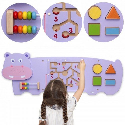 Hipopotamo manipuliacinė sensorinė lenta FSC Montessori sertifikatas VIGA