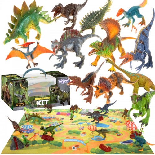 Didelis dinozaurų figūrėlių rinkinys + kilimėlis „Priešistorinis pasaulis“ WOOPIE XXL Didelis dinozaurų figūrėlių rinkinys + kilimėlis „Priešistorinis pasaulis“ WOOPIE XXL