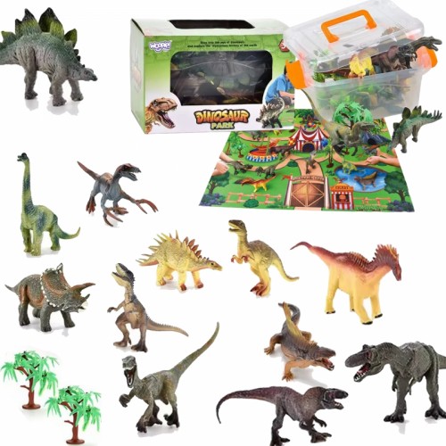 Dinozaurų parko rinkinys figūrėlės + kilimėlis ir priedai, 23 vnt. WOOPIE Dinozaurų parko rinkinys figūrėlės + kilimėlis ir priedai, 23 vnt. WOOPIE