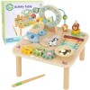 Medinis edukacinis stalas muzikinis sensorinis labirintas 5 viename WOOPIE GREEN