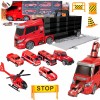Sunkvežimio transporterio rinkinys 3in1 raudonas 11 vnt. WOOPIE