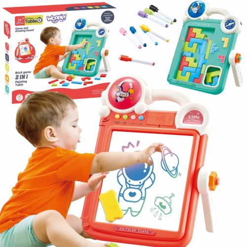 Dvipusė piešimo lenta Tetris žaidimas 2 viename oranžinė WOOPIE