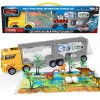 Sunkvežimio transporterio 2in1 dinozaurų rinkinys + modelis WOOPIE