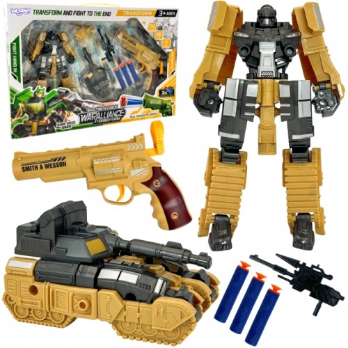 3 Viename Robotas Transformeris Tankas Ir Strėlyčių Šautuvas WOOPIE