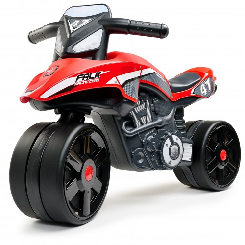 Paspiriamas motociklas vaikams su plačiais ratais raudonas – 2–5 metų vaikams FALK Racing Team