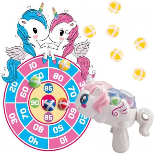 Arkadinis Žaidimas 2-in-1 Rinkinys Skydo Paleidėjas Vienaragis WOOPIE  Velcro Darts