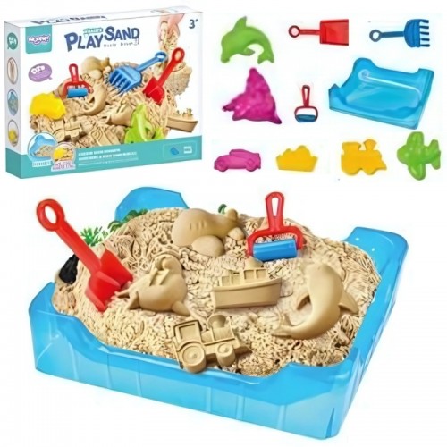 Kinetinio smėlio 0,5 kg stalo rinkinys su formomis WOOPIE