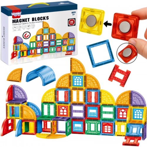 Magnetiniai konstruktoriai 3D edukacinis rinkinys pilis 100 vnt. WOOPIE
