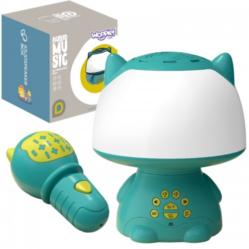 Daugiafunkcinė RGB lempa „Bluetooth“ garsiakalbis karaoke balso moduliatorius SD kortelė AUX turkio spalvos WOOPIE