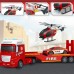 Transporto priemonių rinkinys, gaisrinė mašina, sraigtasparnis, automobilis, garso šviesa WOOPIE