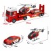 Transporto priemonių rinkinys, gaisrinė mašina, sraigtasparnis, automobilis, garso šviesa WOOPIE