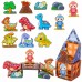 Magnetiniai konstruktoriai, šviečiantys 3D dinozaurų parkas, 124 vnt. WOOPIE