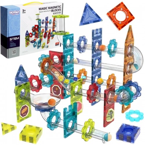 Magnetiniai konstruktoriai 3D edukacinis rinkinys kamuoliukų bėgimui, 113 vnt. WOOPIE Magnetiniai konstruktoriai 3D edukacinis rinkinys kamuoliukų bėgimui, 113 vnt. WOOPIE