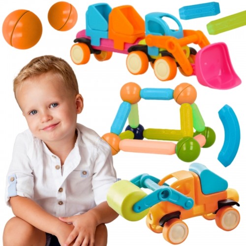Magnetiniai kaladėlės, transporto priemonės, 52 vnt. WOOPIE Magnetiniai kaladėlės, transporto priemonės, 52 vnt. WOOPIE