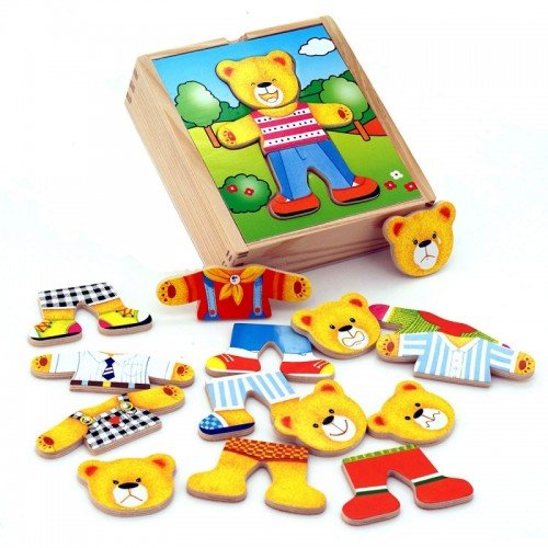 „Viga Wooden Puzzle“ edukacinis galvosūkis su meškiuku