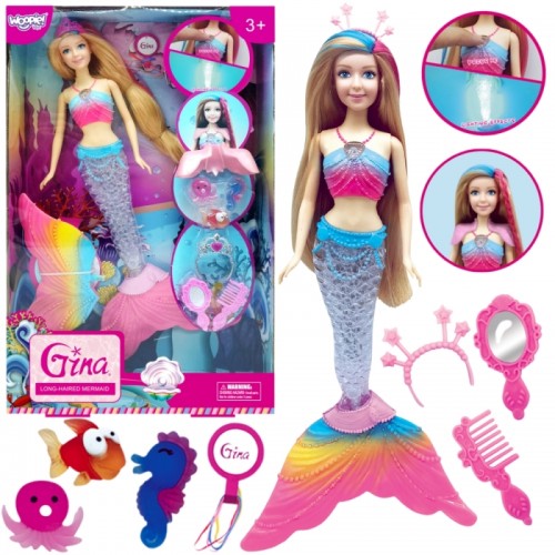 Vaivorykštės undinėlės lėlė su aksesuarais WOOPIE Gina Magic Vaivorykštės undinėlės lėlė su aksesuarais WOOPIE Gina Magic
