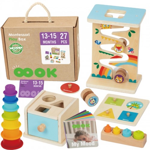 Edukacinis sensorinis FSC WOOPIE GREEN Box 6in1 13-15m Montessori