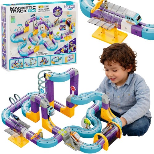 Magnetinis traukinio trasos konstravimo rinkinys su pritraukimo efektu – 126 dalys WOOPIE