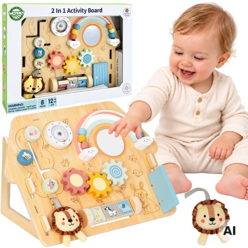 Medinis edukacinis namelis 2-in-1 su manipuliacine lenta – 8 dalys WOOPIE GREEN