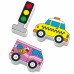 Mediniai susipynę siūlai, suvarstomi Montessori automobiliai „Viga“