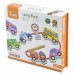 Mediniai susipynę siūlai, suvarstomi Montessori automobiliai „Viga“
