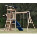 Medinės didelės žaidimų aikštelės sūpynės, čiuožykla ir smėlio dėžė AXI