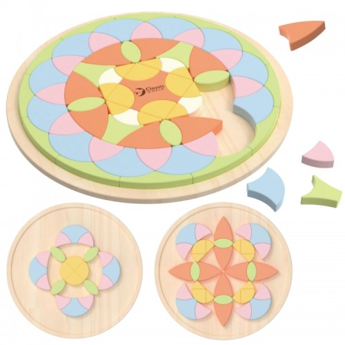 Pastelinės Mandala Montessori Dėlionės Mozaikos Gėlės CLASSIC WORLD