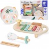 CLASSIC WORLD vaikiškų muzikos instrumentų rinkinys – cimbolai, būgnelis ir barškutis, 5 dalių