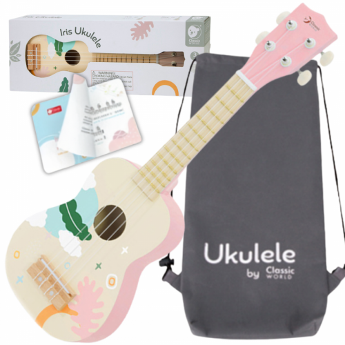 Medinė ukulelė vaikams, rožinė CLASSIC WORLD