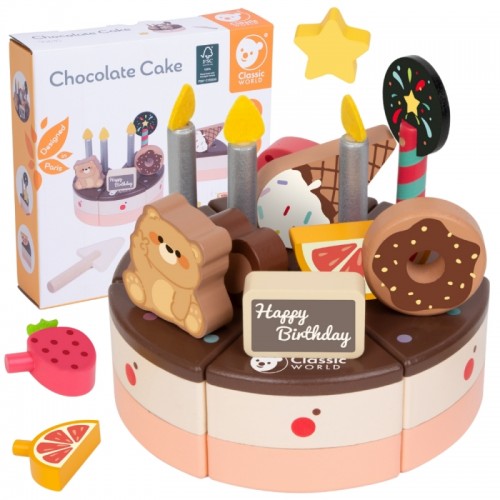 Medinis gimtadienio tortas pjaustymui, 19 vnt. CLASSIC WORLD Medinis gimtadienio tortas pjaustymui, 19 vnt. CLASSIC WORLD