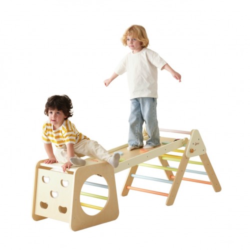 5-in-1 medinis Montessori laipiojimo trikampio rinkinys vaikams – namų žaidimų aikštelė ir gimnastikos kompleksas CLASSIC WORLD