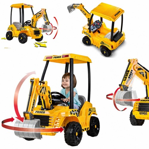 Elektrinis ekskavatorius vaikams Super Digger – 12 V akumuliatorinis traktorius nuo 3 metų FEBER