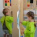Didelis medinis piešimo molbertas su skaidria lenta kūrybinė stotelė vaikams MASTERKIDZ