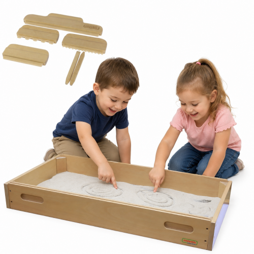 Sensorinis smėlio žaidimų stalas su stačiakampe LED šviesos panele MASTERKIDZ